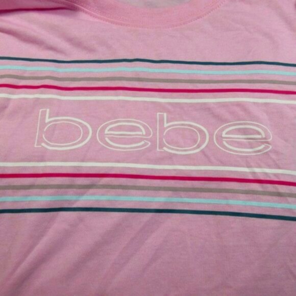 bebe sport womens pink stripe logo boxy tee XL NWT - Picture 4 of 4